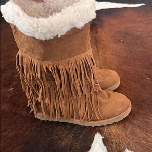 Madden Girl Tan Fringe Winter Boots